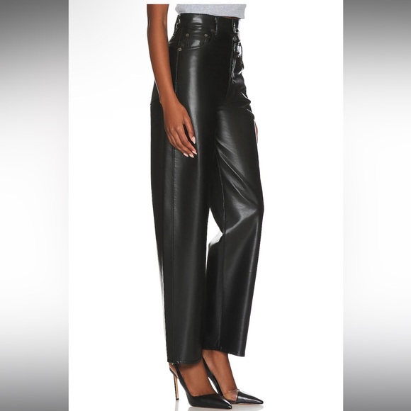 Agolde Broken Waistband Leather Pants NWT - Picture 2 of 10